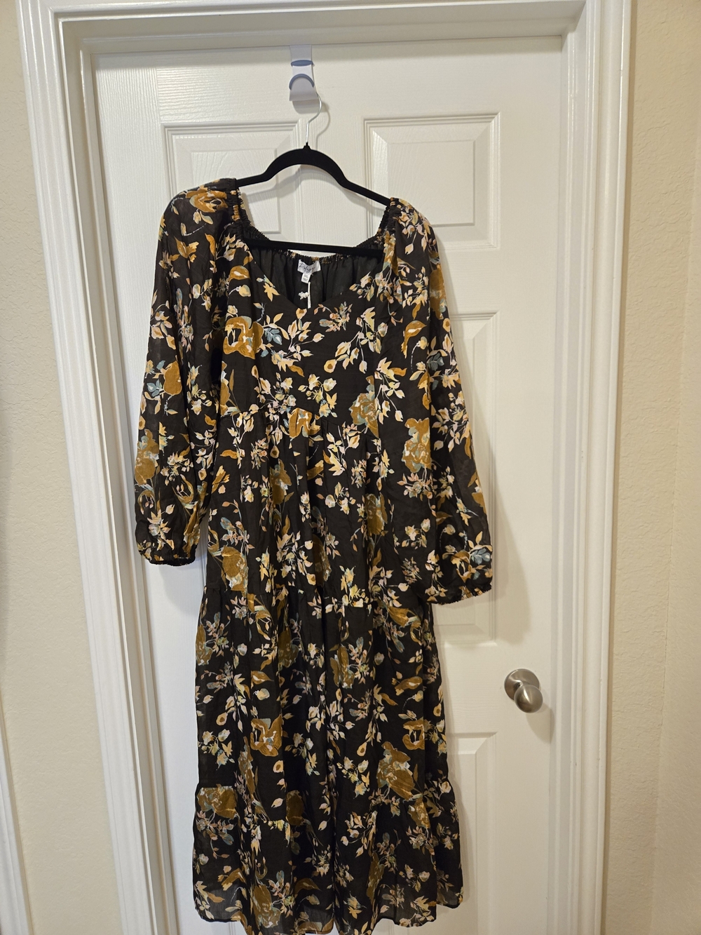 Polagram Brown Maxi Dress with Mustard Floral Print - Picture 8 of 16